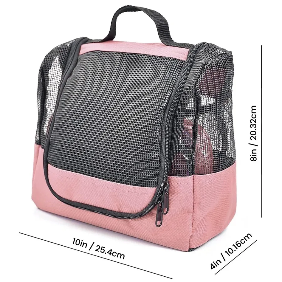 

Portable Hanging Shower Caddy Organizer with 1 Free Toiletries Case Quick Dry Mesh Shower Caddy Tote Bag Included 1 Metal Hook