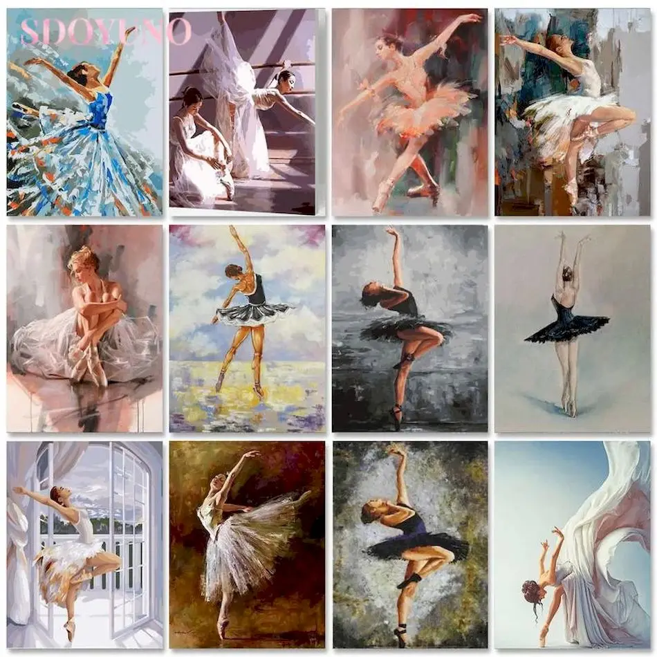 

SDOYUNO Ballet Girl Paint By Number Drawing On Canvas HandPainted Painting Art Gift DIY Pictures By Number Figure Kits Home Deco