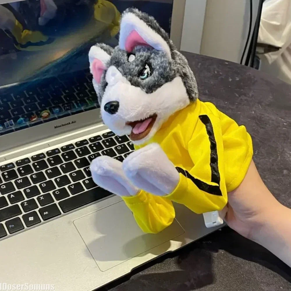 Husky Gloves Toy Interactive Hand Boxing Puppet Finger Battle Sound Plush Toy Doll Birthday Gift Children Animal Kung Fu Dog