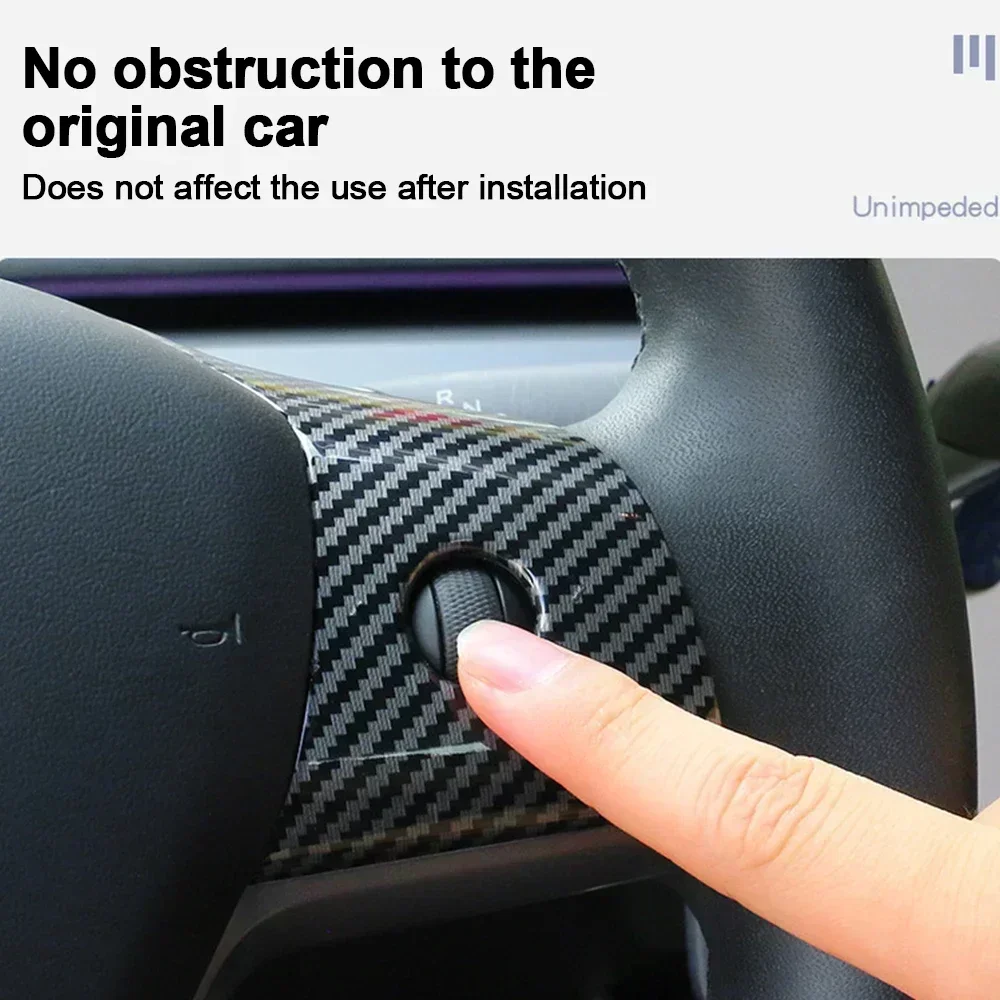 NEW Steering Wheel Trim Cover For Tesla Model 3/Y Interior Accessories Compatible With Tesla Model 3/Y Carbon Fiber Pattern - view 3