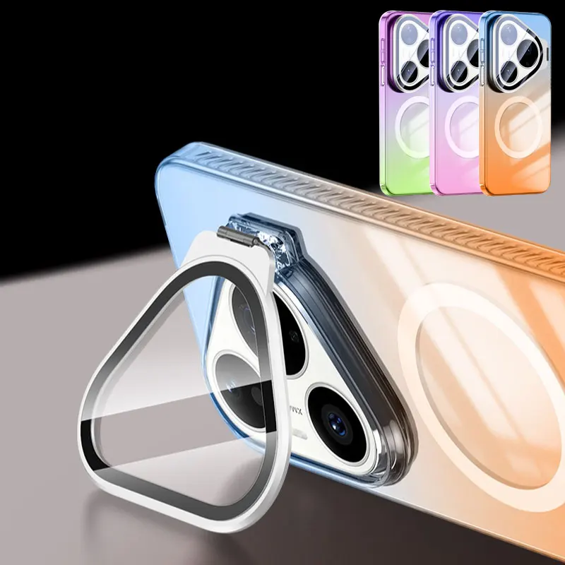 

Metal Invisible Flip Lens Holder Case for HUAWEI Pura 90 Pro Max 80 70 Gradient Clear Acrylic Case for Magsafe Magnetic Cover