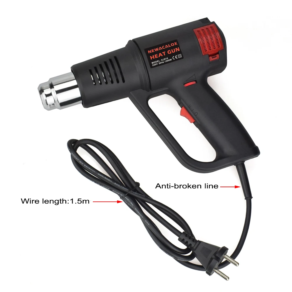 1500W Hot Air Gun EU 220V 50-550℃ Variable Temperature Heat Gun with 4PC Nozzles for Removing Paint Shrinking PVC Power Tool