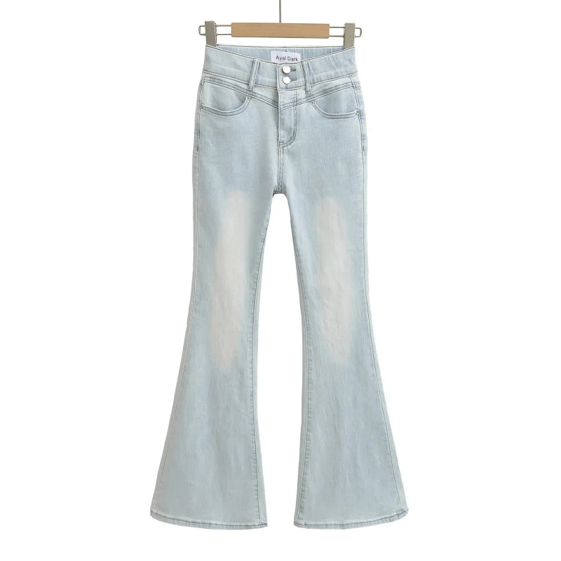 AY740-25Стиль корейских комиксов с бантом на бедрах расклешенные джинсы сексуальные горячие девушки длинные брюки