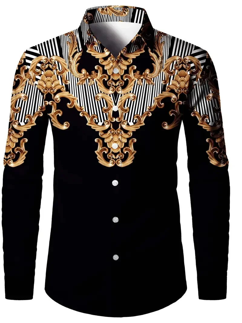 Sunflower Skull Print Men's Shirt Autumn Daily Casual Gothic Style Long Sleeve Tops Loose Breathable Quick Dry Halloween Clothes