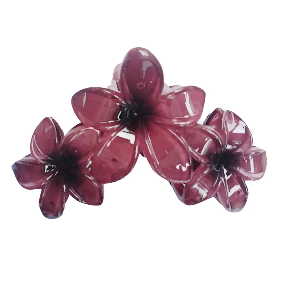 

Summer Beach Flower Hair Claw Clip for Women 11cm 3 flowers Cute Hawaiian Plastic Preppy Style beach Female Hair Accessories