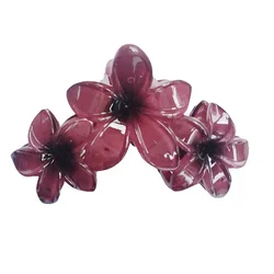 Summer Beach Flower Hair Claw Clip for Women 11cm 3 flowers Cute Hawaiian Plastic Preppy Style beach Female Hair Accessories