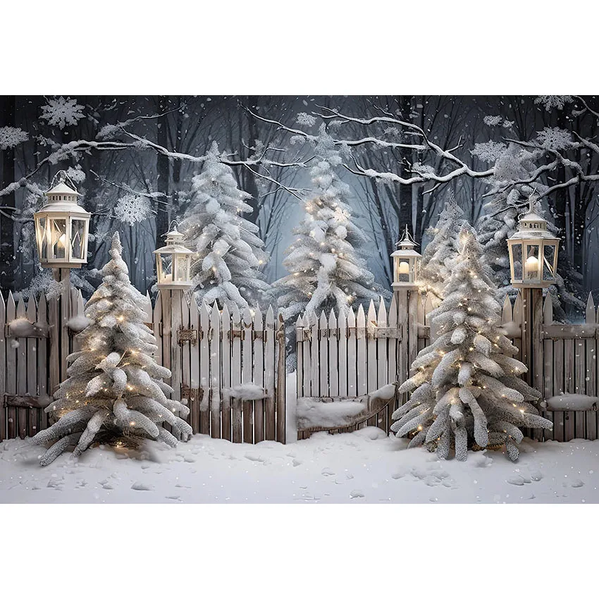 Mehofond Christmas Backdrop Winter Outdoor Snowy Candy House Xmas Tree Portrait Photography Background Photo Studio Photozone