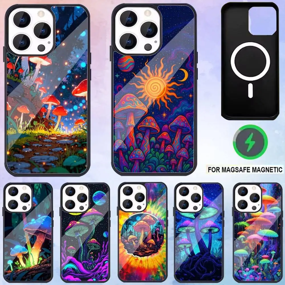 

Trippy Art Mushroom Phone Case For iPhone17,16,15,14,13,12,11 Plus,Pro Max Magnetic For Magsafe Wireless Charging