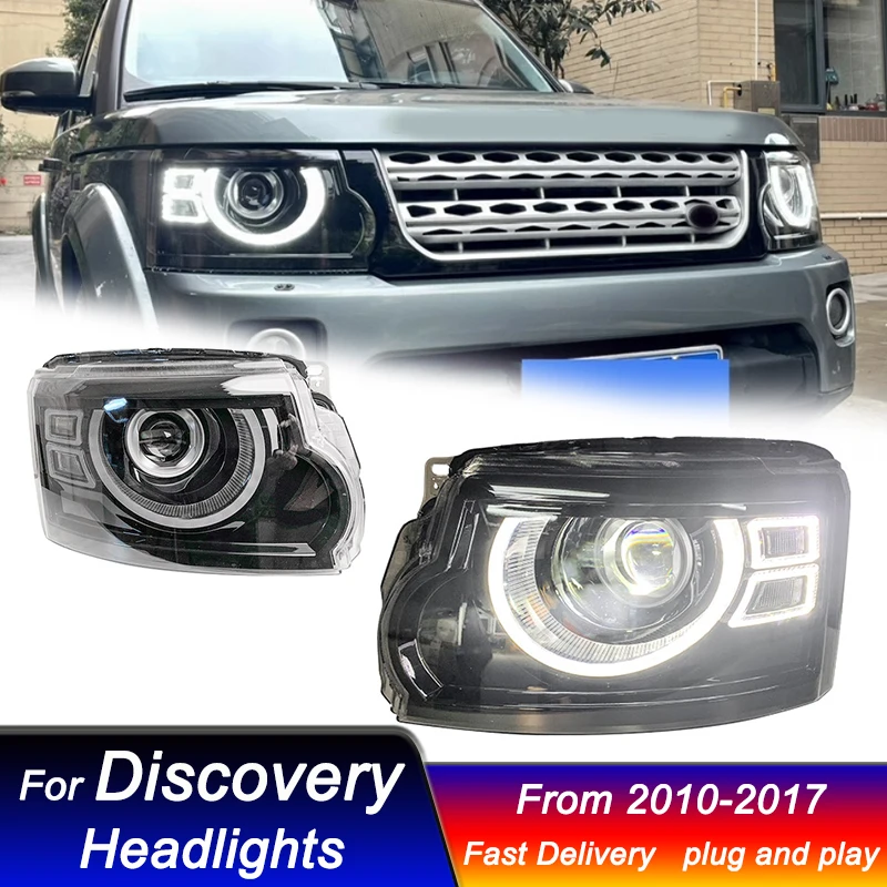 حار تصفيف السيارة المصابيح الأمامية لاند روفر ديسكفري 3 4 الرياضة 10-17 جديد المدافع نمط كامل LED DRL السيارات مصباح إشارة رئيس مصباح