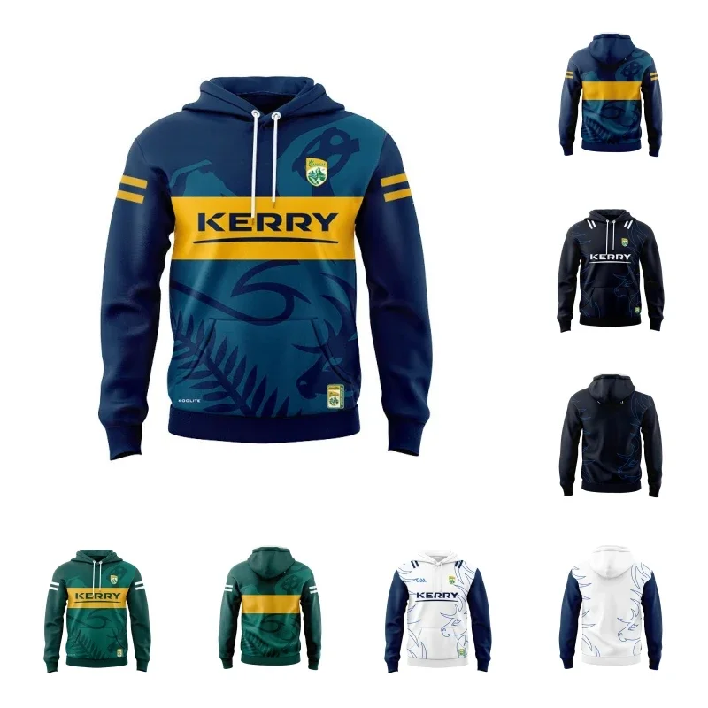 

2023 Kerry Home Away Rugby Hoodie Jersey Winter Brushed Sweater Men Pullover Street Jacket