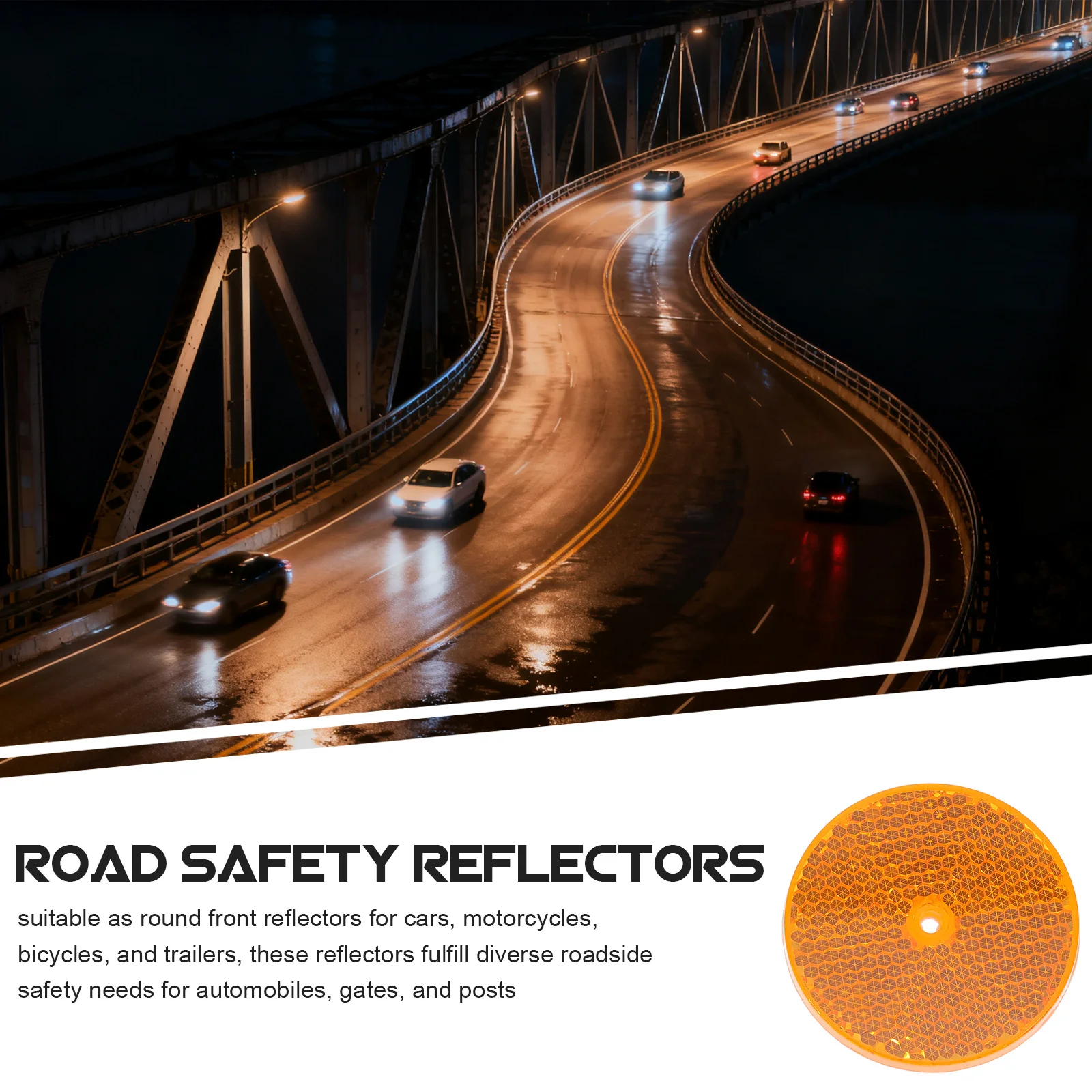 10Pcs Road Safety Reflectors Weather-Resistant Bright Round Reflective Markers for Driveway Parking Lot Gate Post Fire Hydrant