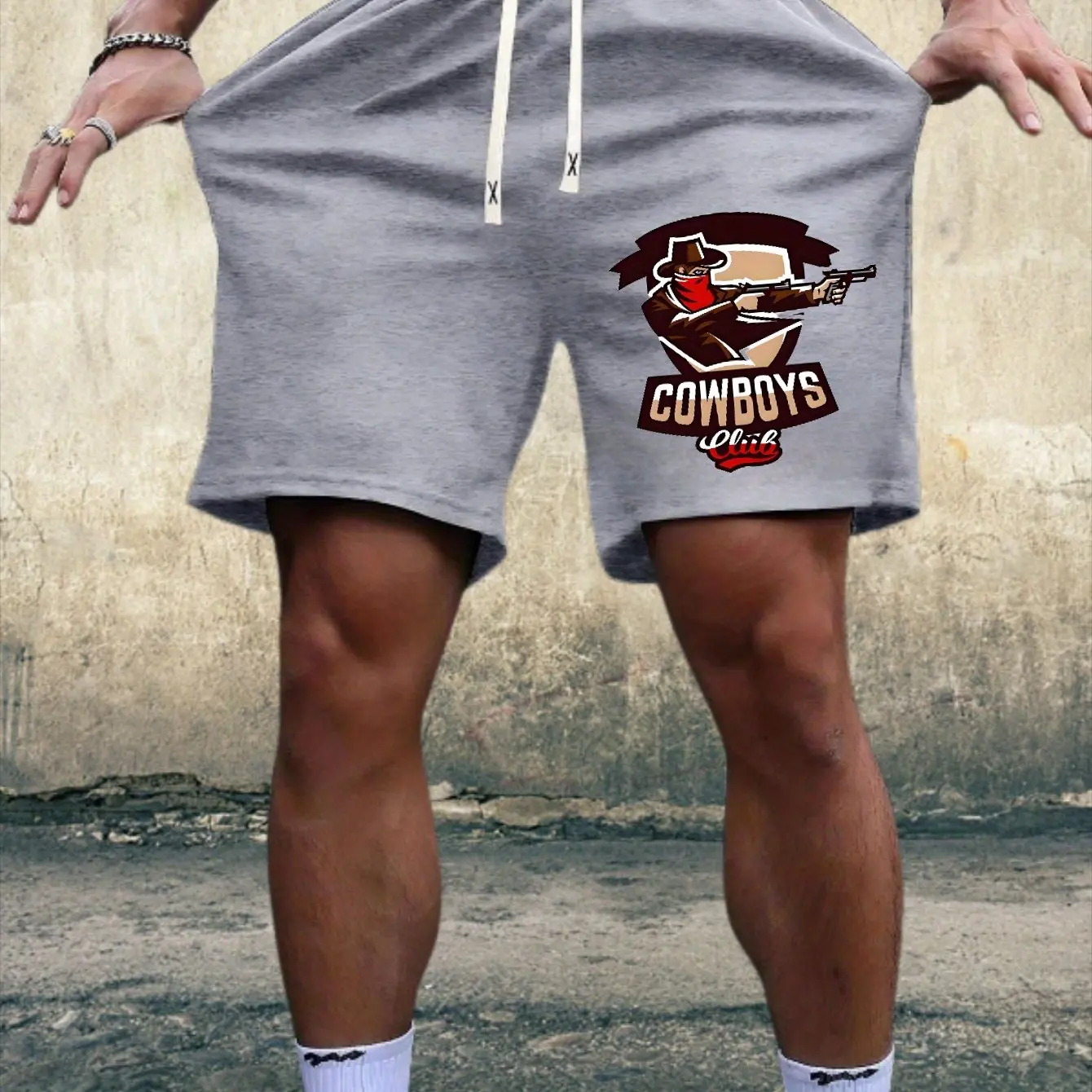 Denim Club Logo Printed Men's Shorts, Summer Casual Home Outdoor Jogging Breathable Speed Drying Printed Underpants