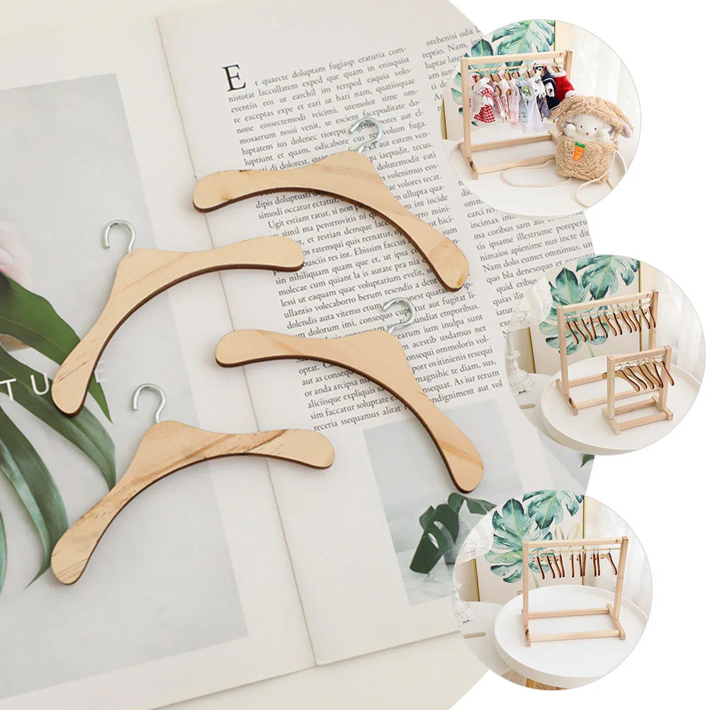 Wooden Hanger Clothes Rack Miniature Furniture Coat Hangers Baby Metal Accessories Outfit Holder