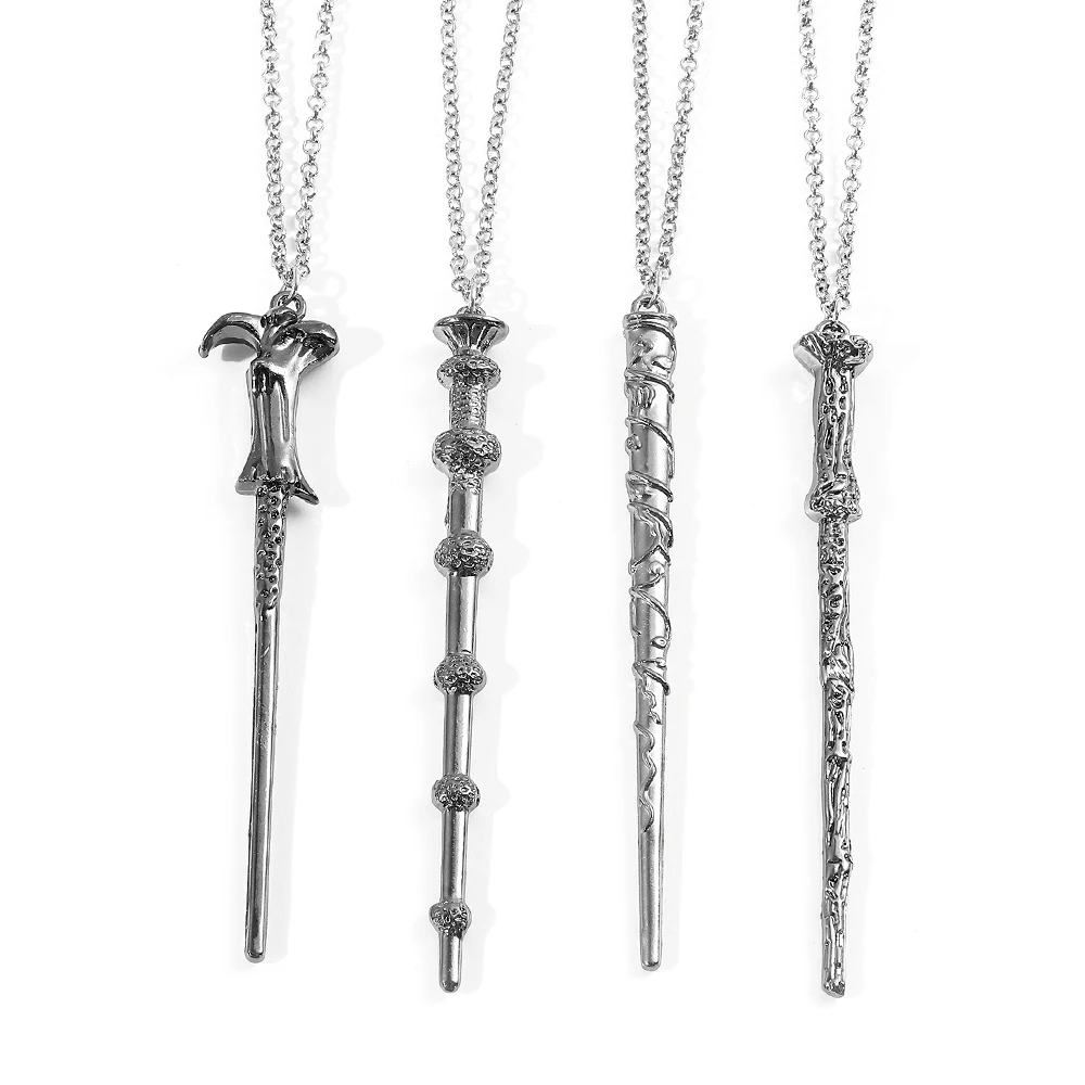 Película Harries Potters collar varita mágica Cosplay colgante collar mujeres hombres accesorios geniales joyería regalo