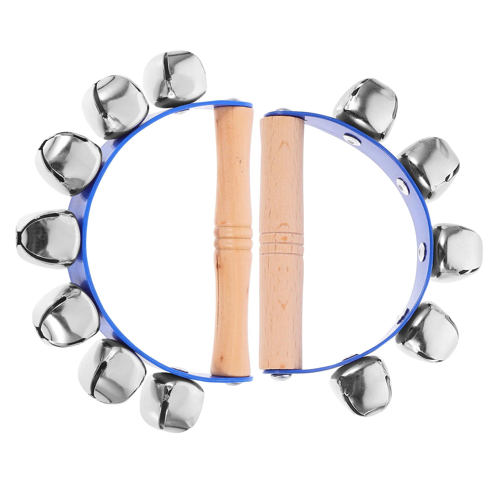 

2 Pcs Hand-ring Teaching Aids Percussion Instruments Plastic Tambourines Bells Blue Small