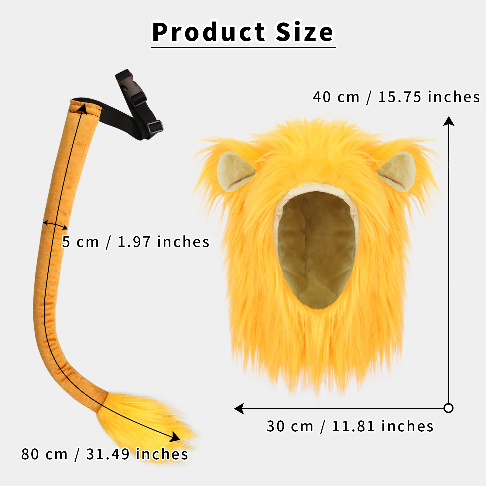 할로윈 크리스마스 코스프레 의상 액세서리용 인조 모피 사자 모자와 꼬리 세트
