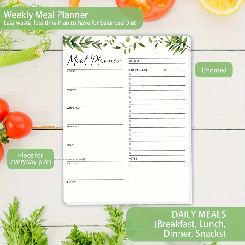 52sheets Grocery List Magnet Pad Common Food for Fridge with Blank Shopping Spaces Home Organization and Meal Planning Essential