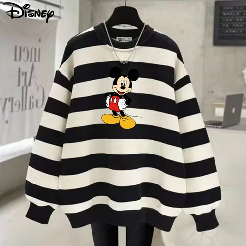 Imagen 2 del producto Disney nueva llegada moda Otoño algodón suelto cuello redondo Ins pareja Casual dibujos animados Mickey Mouse estampado sudadera de manga larga