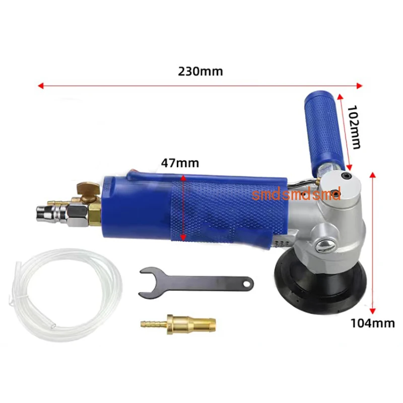 SM100 Water Injection Pneumatic Sander 4 Inch Water Mill Wet Polisher for Marble Quartz Granite Stone Polishing