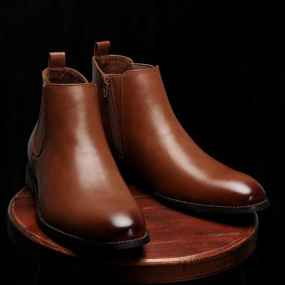 

Large Size Men's Chelsea Retro Polished Leather Boots Men's Casual and Comfortable Short Boots Versatile Fashionhigh Classic