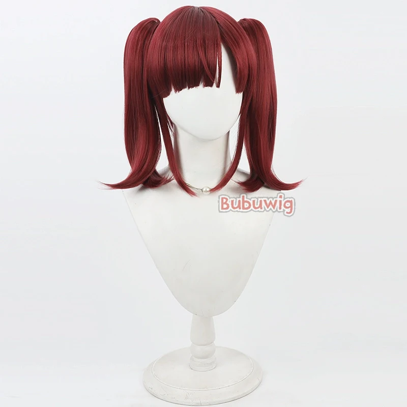 Bubuwig Synthetic Hair Vice Rep C Cosplay Wigs Loner Life in Another World Vice Rep C 35cm Wine Red Ponytail Wig Heat Resistant