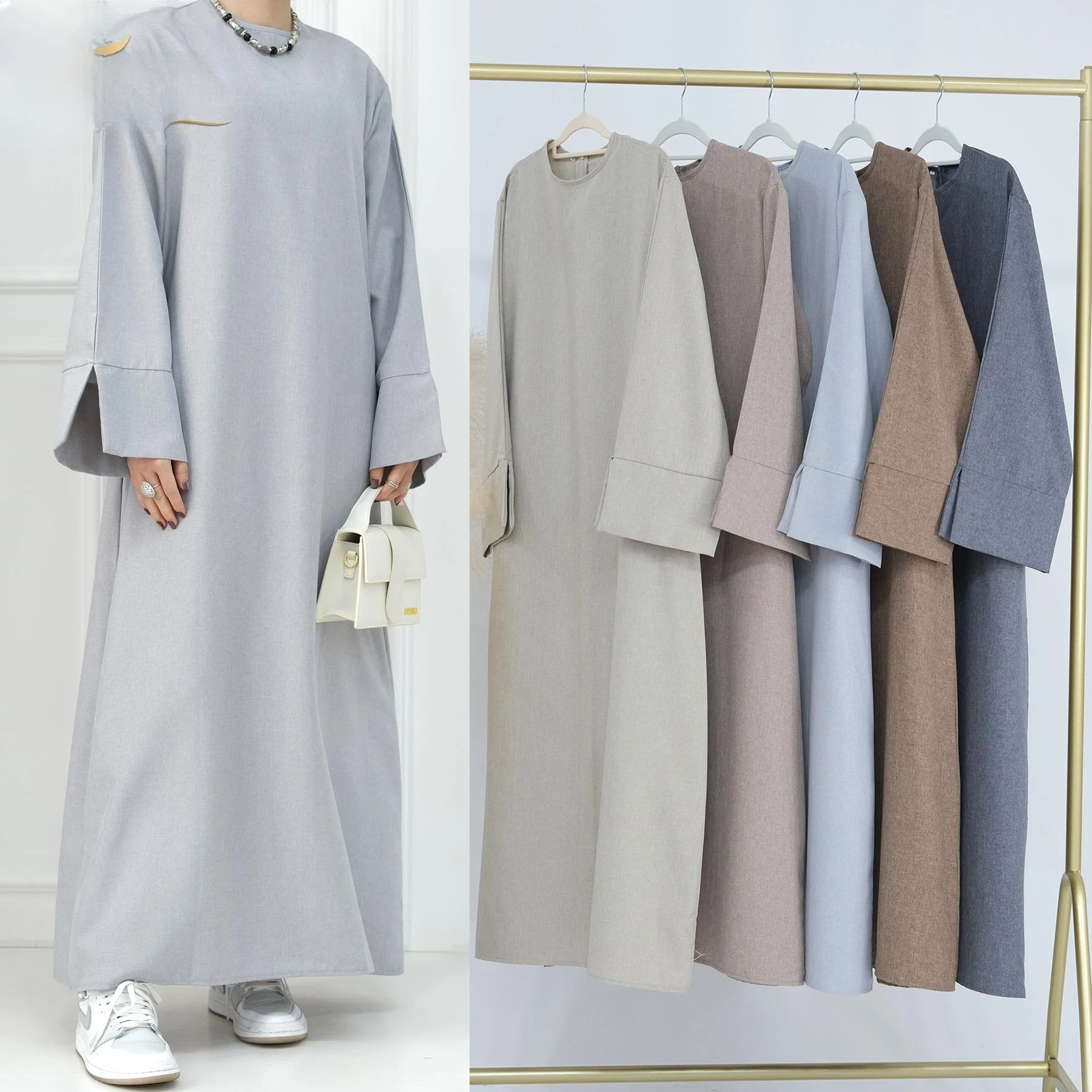

Ele Loose Long Dr Robe Lo2024 Dubai Middle East Large Size Autumn Long Sve Faionable Casual Wear