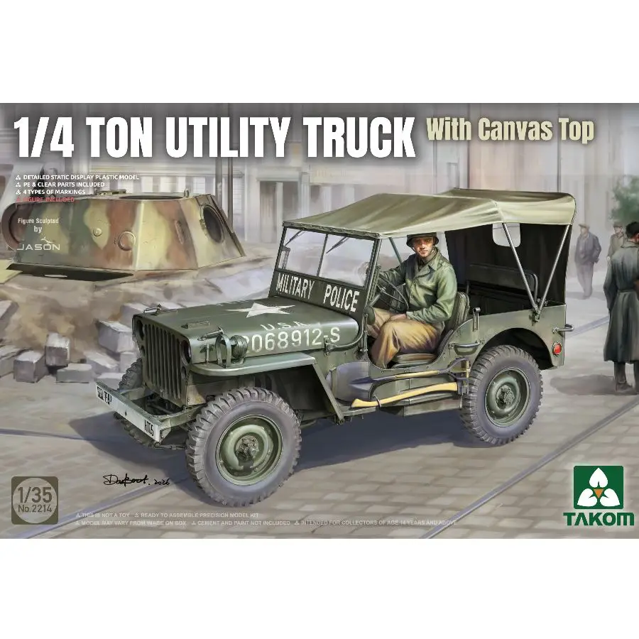 TAKOM 2214 1/35 Scale 1/4 Ton Utility Truck with Canvas Top Assembly Model kit