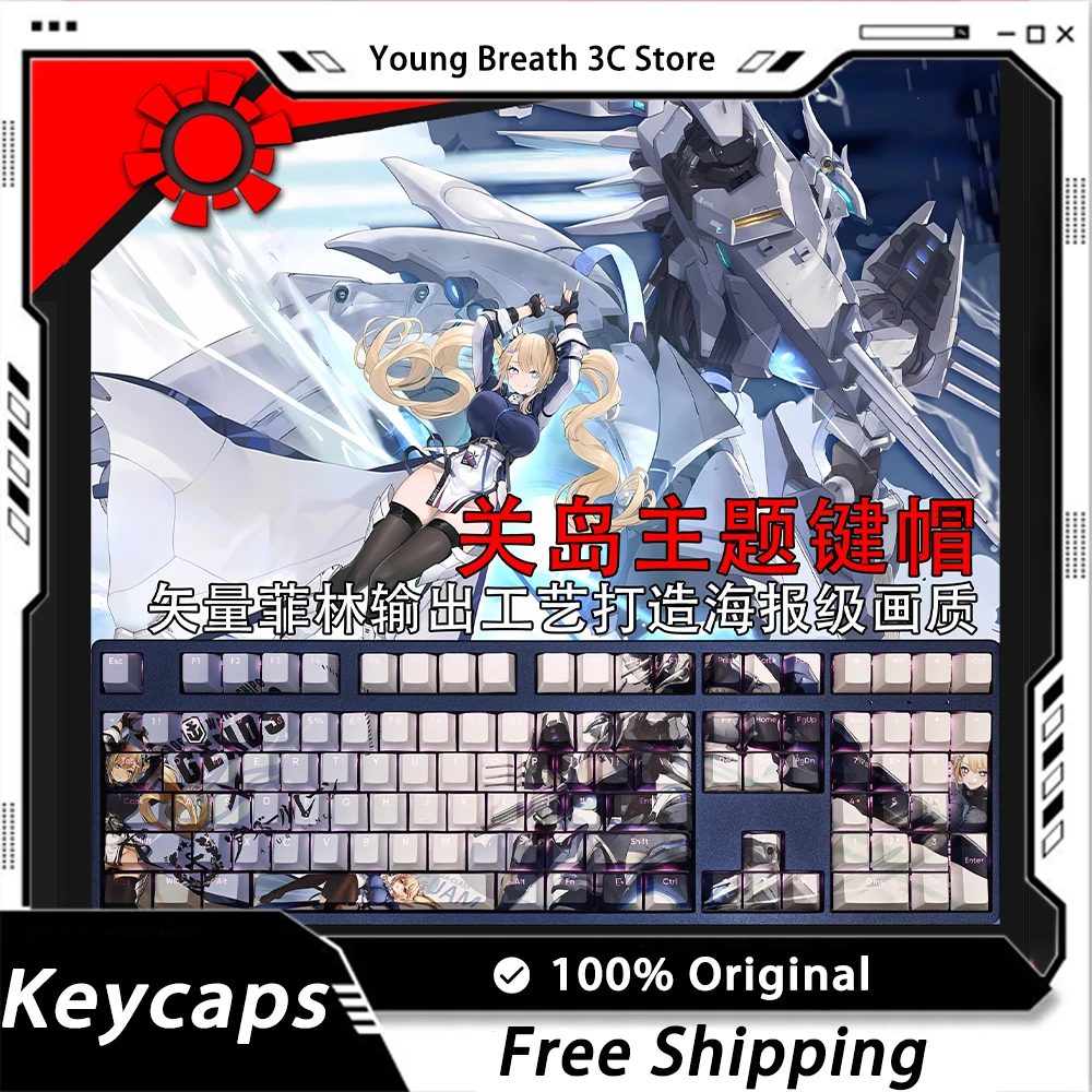 

Custom Diy Azur Lane Mecha Girl Mechanical keyboard kit Keycaps Light Transmission 108Key PBT Keycap Set PC Gamer Accessories