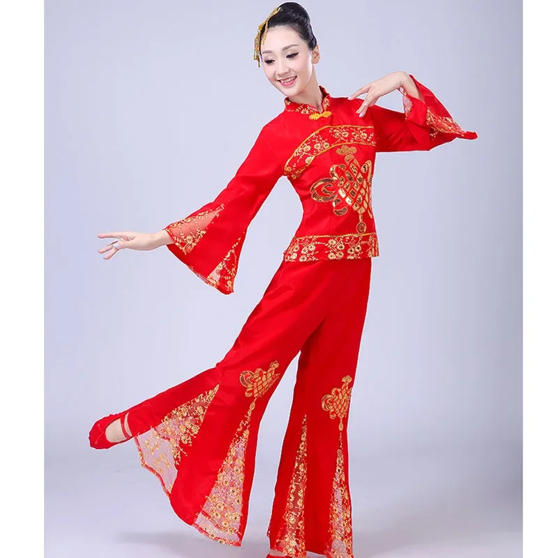 New Style Yangge Dance Children's Costumes Adult Female Chinese Red Lantern Show Costume Stage Performance