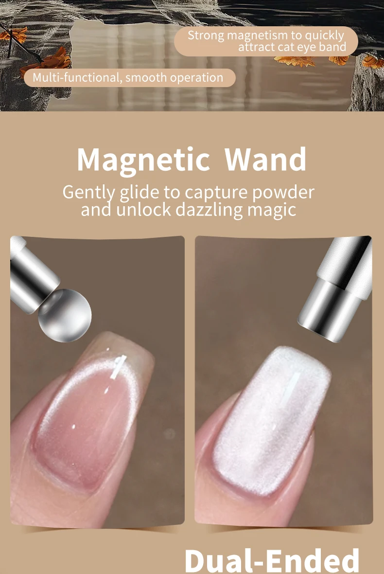Cat Eye Nail Art Magnetisches Werkzeug Zylindrischer Stick mit Kugelmagnet Maniküre-Zubehör für Glasperleneffekte Passend für UV-Gel-Nagellack – Detail 2