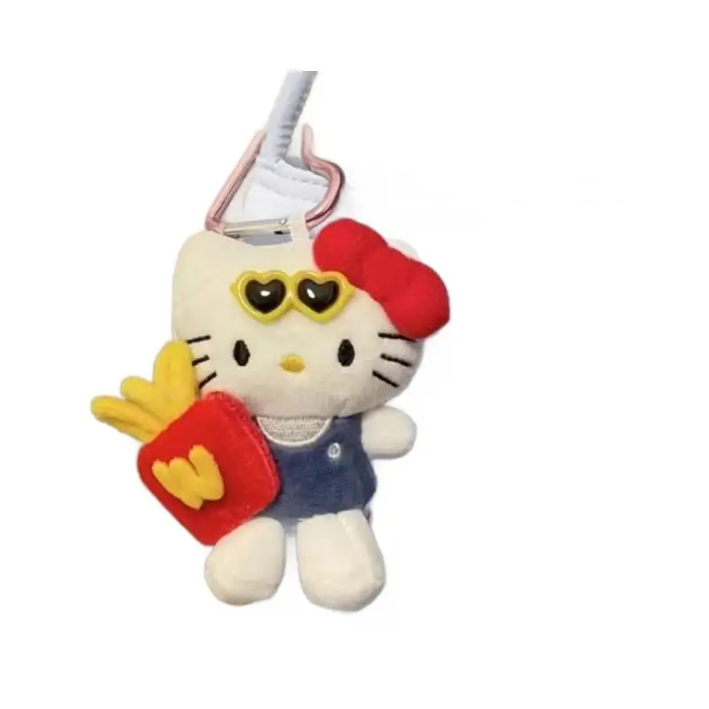 Kawaii Sanrio Hello Kitty peluche portachiavi cartone animato patatine fritte Kt peluche ciondolo peluche zaino cerniera decorazione ragazza regalo