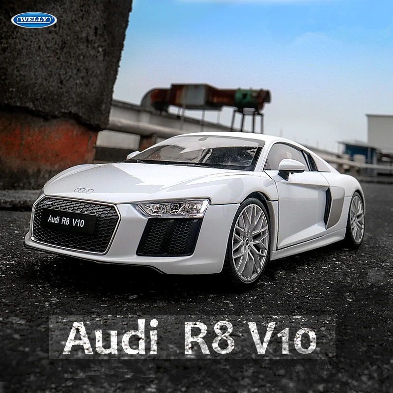 

WELLY 1:24 Audi R8 V10 Alloy Sports Car Model Diecasts Metal Racing Car Vehicles Model Simulation Childrens Toys Gift Decoration