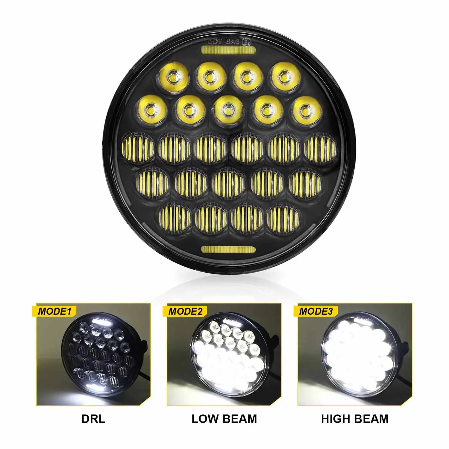 1pc 5.75 Inch Round 5D Black LED Headlight H4 socket High Low Beam DRL for Motorcycle