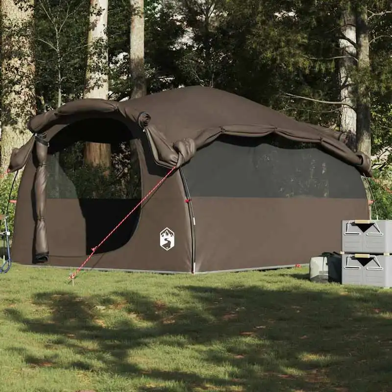Familien-Tunnelzelt für 6 Personen, braun, wasserdicht, geräumiger Camping-Unterstand für 6, braune Outdoor-Ausrüstung