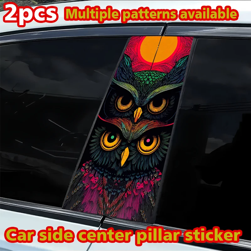 

2Pcs car B-pillar sticker, owl, scratch-proof personalized film