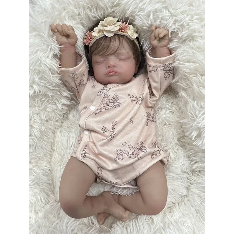 45cm Rosalie Reborn Baby Newborn Dolls Lifelike Soft Touch Full Body Soft Vinyl Layers Painting 3D Skin with Hand Rooted Hair