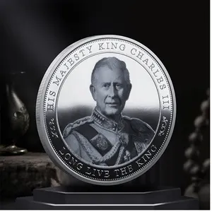 Conjunto de moedas comemorativas banhado a prata, o rei da Inglaterra, chaveiro desafio real, presente lembrança, 1pc 8 principais vendas moedas antigas reis - №1