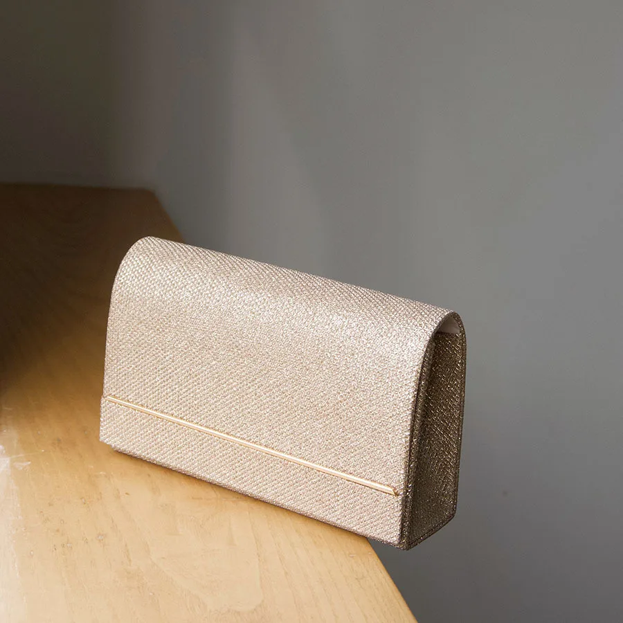 Champagne gold fine flash dinner clutch bag light luxury high sense simple Phnom Penh lines low-key elegant banquet bag