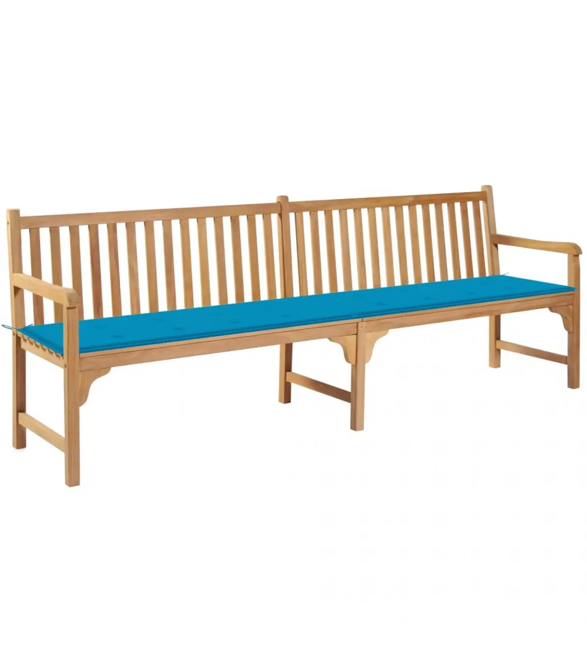 Garden benches garden bench solid teak wood with blue cushion 240 cm