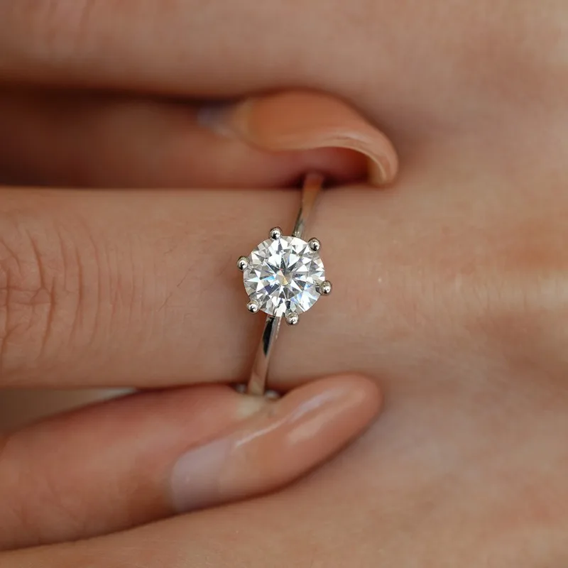 KNB 0.5-1ct خاتم الماس الحقيقي مويسانيتي للنساء 925 فضة ملابس يومية حفلة رائع جودة عالية غرامة مجوهرات