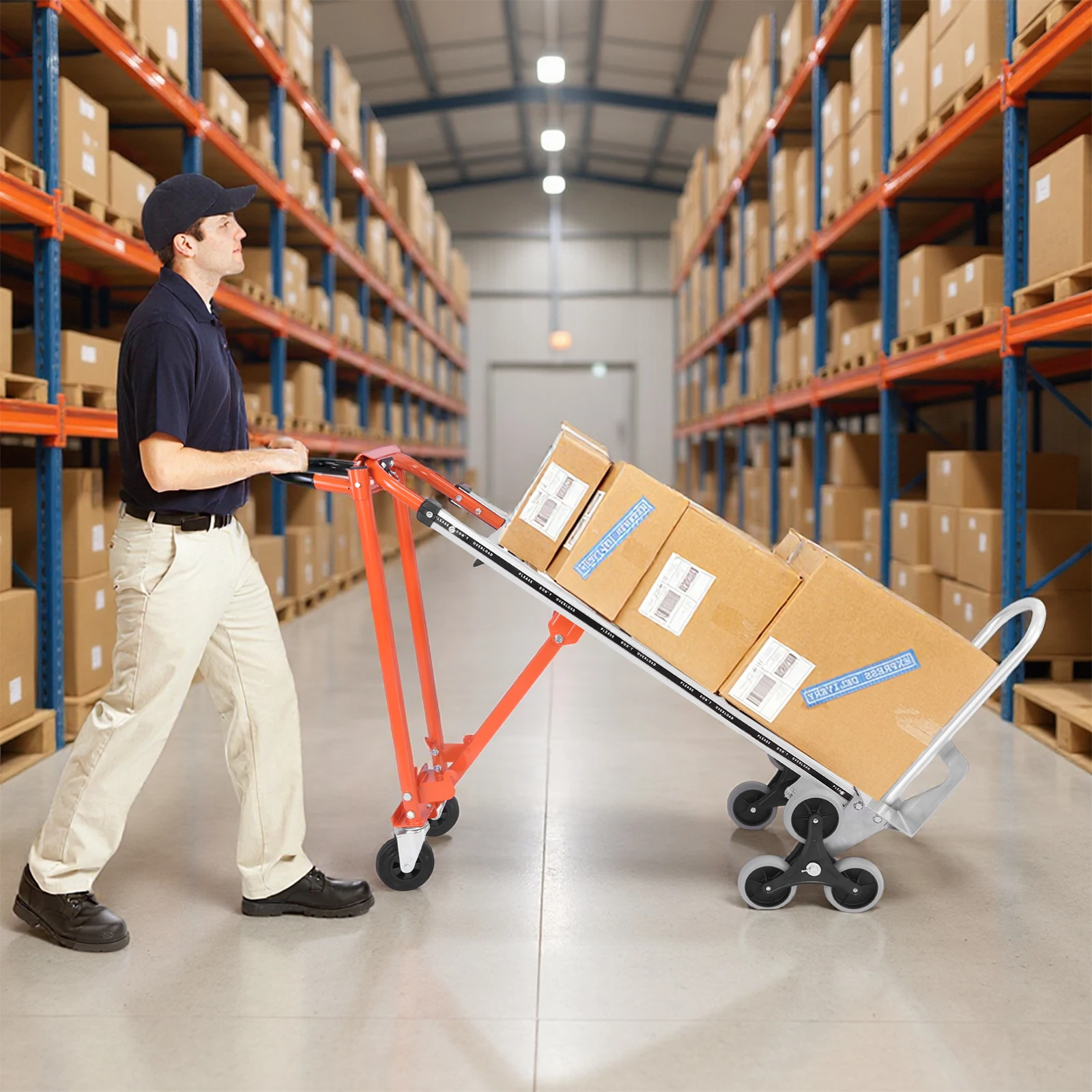 Carro de escalada de escaleras Convertible 3 en 1 con mango de bucle, carro de mano de aluminio resistente para transporte, logística y movimiento