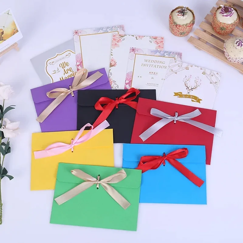 10pcs/  Rope random Special Paper Ribbon Bow Envelope
