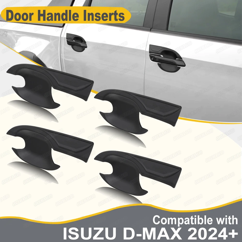 

Door Handle Inserts for ISUZU D-MAX 2024 2025 ABS Matte Black Handle Bowl Exterior Door Handles Car Exterior Accessories