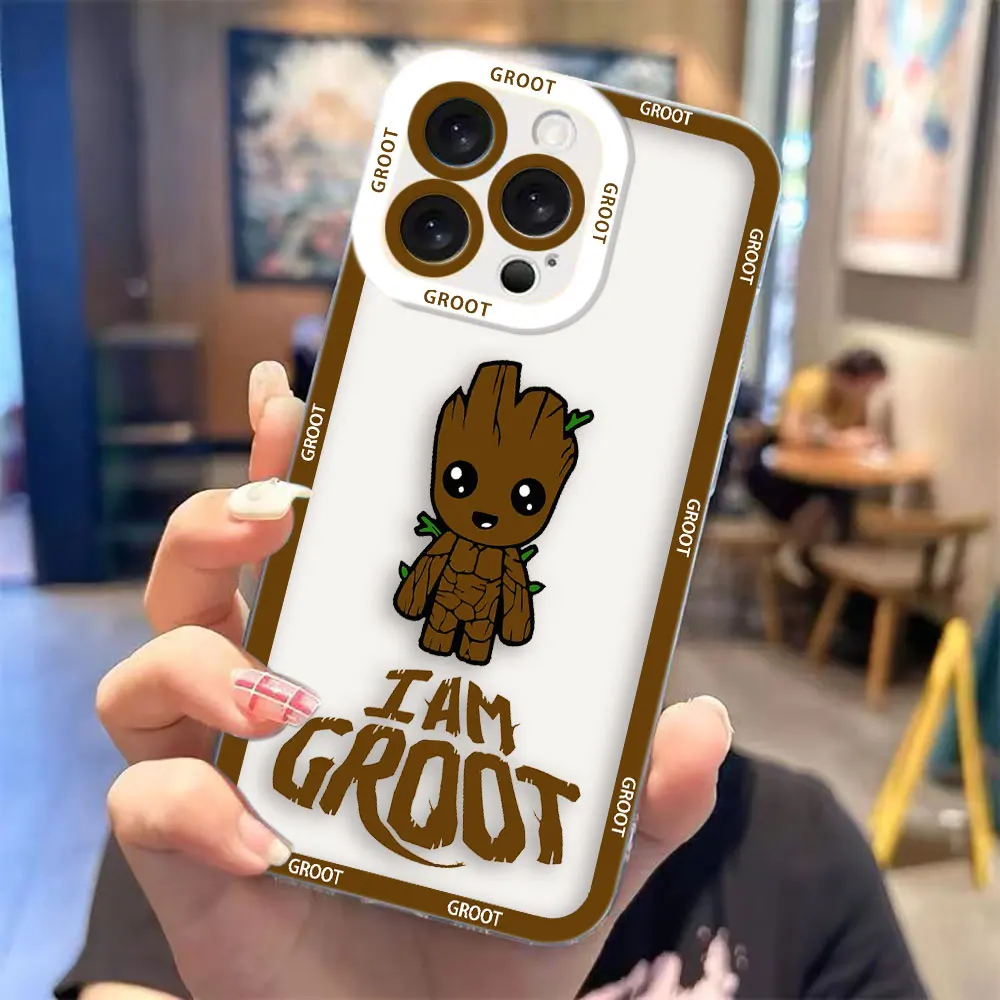 Funda de teléfono Marvel Cute Baby Groot para Samsung A02 A03S A03 A04 A05 A05S A06 A7 A10 A12 A13 A14 A15 A16 NOTA 10 20 funda transparente