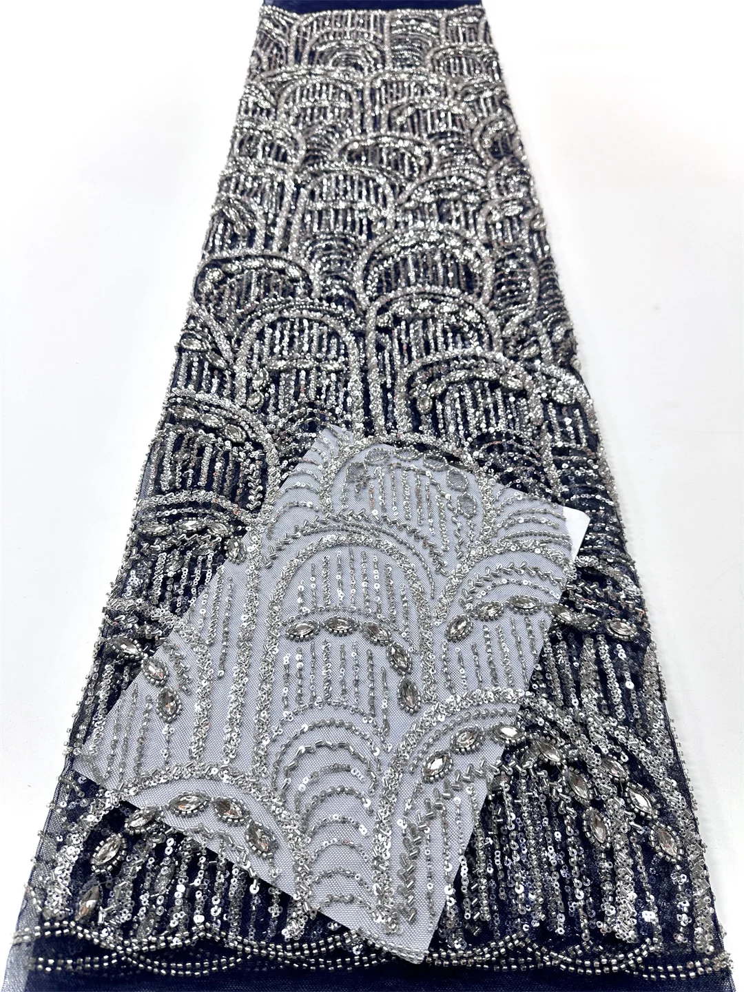 

Luxury French Embroidery tassel Lace Fabric Sequin 2025 High Quality African Beaded Lace Fabric For Nigerian Wedding Party Dress