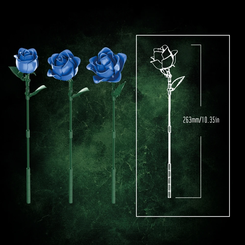 585 pçs criativo azul rosa buquê blocos de construção conjunto diy ornamento romântico mesa decoração presente dos namorados para mulheres crianças