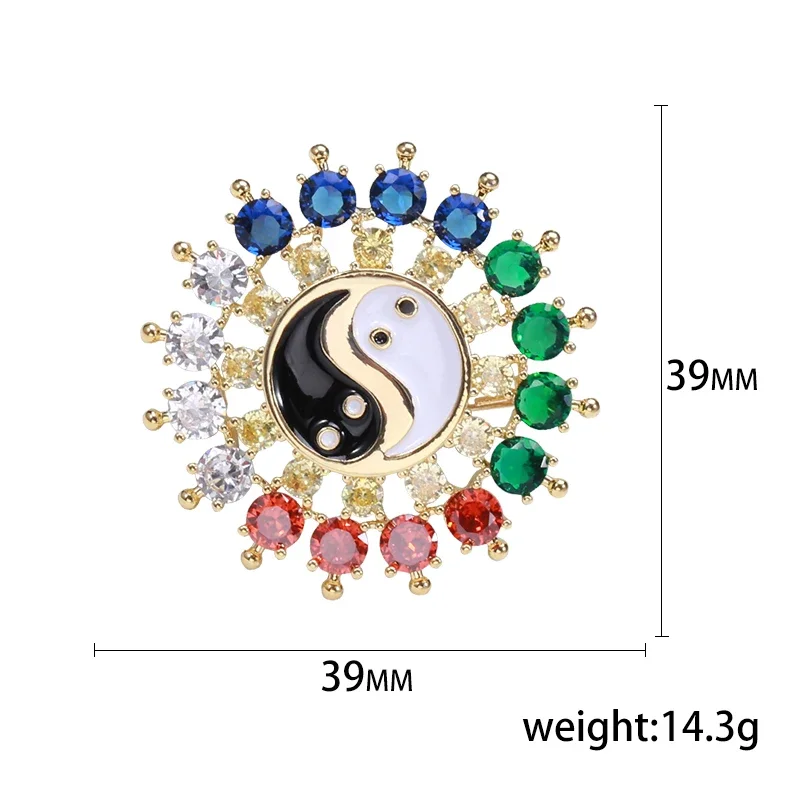 Blucome Newest Design Chinese Classic Gossip Shape Brooch Antique Colorful Pin Hat Collar Accessories for Women Men Gift