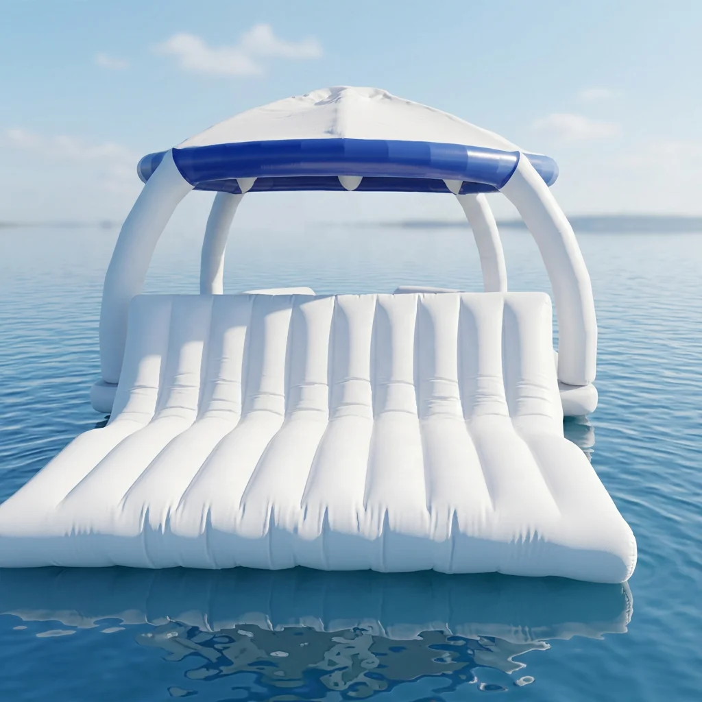 PVC Airtight Leisure Inflatable Floating Sofa Sunbathing Water Platform Bed Large Inflatable     for Water