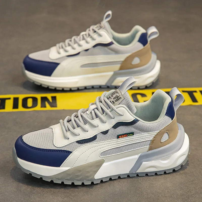 

New Men's Sneakers Fashion Lace-Up Mesh Outdoor Casual Shoes Breathable Non-Slip Thick-Soled Running Shoes Men Tenis Masculino