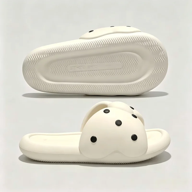 SHAJI Damen-Slipper mit Schleife und Polka Dots, Sommerliche Rutschfeste Weiche Komfort-Hausschuhe für Drinnen und Draußen, Strand und Alltag – Detail 6